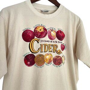 Vintage Liberty Graphics T Shirt Medium M Cider Apples Cream Crewneck Maine